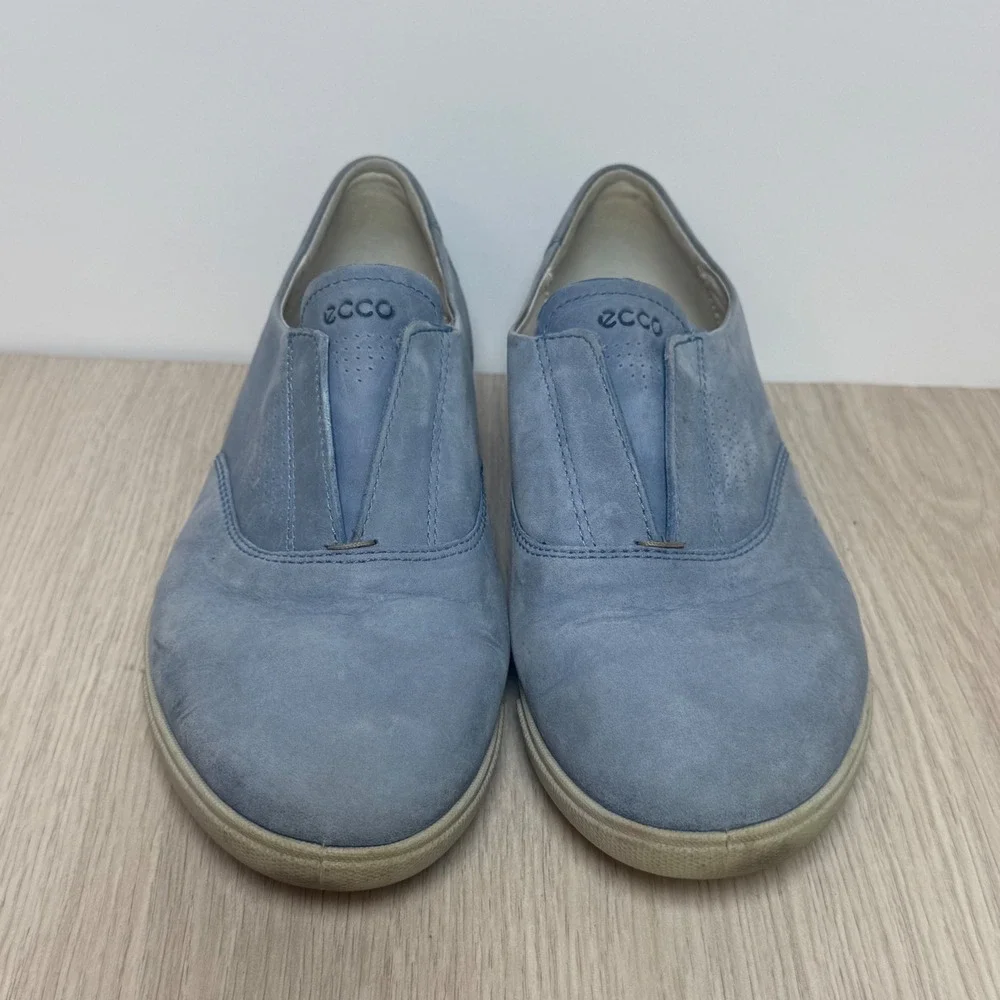 Slip On Sneakers ECCO Women 37 Blue Leather Nubuck Casual Comfort Flats 0181